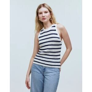 NWOT Madewell Women's Crochet-Knit Crewneck Sweater Tank Top Bright Ivory Size S